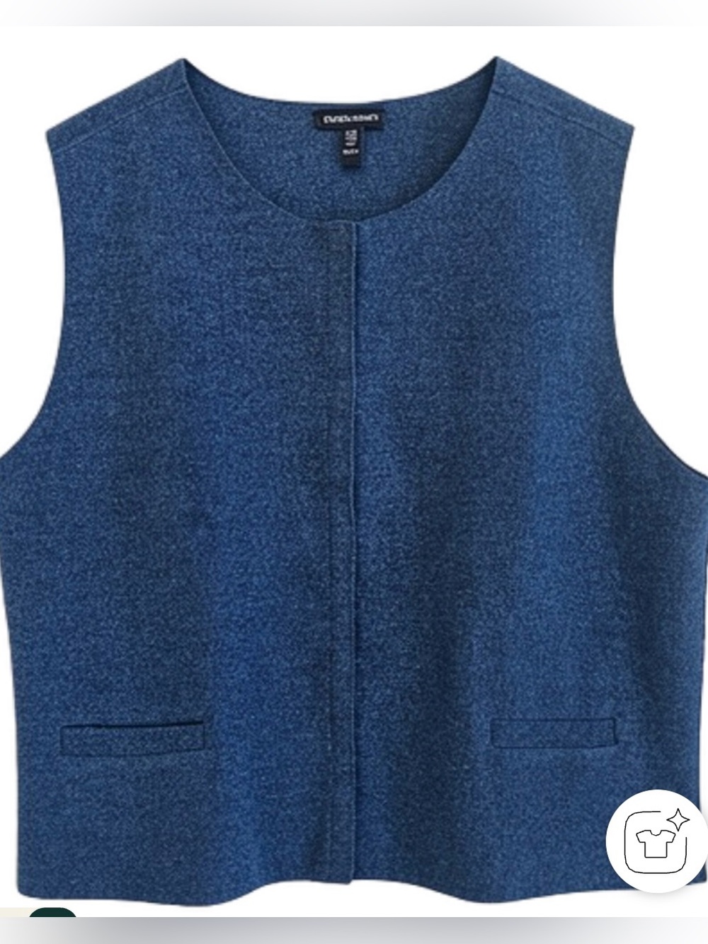 Eileen Fisher Boiled Wool Round Neck Snap Front Alpine Blue Vest